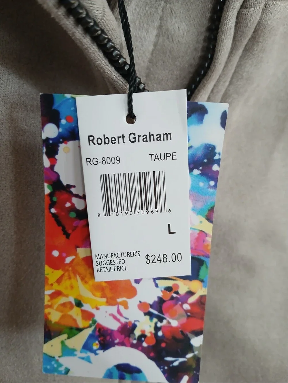 NWT Robert Graham Gray Vegan Suede Zip Bomber Jacket Streetwear Quiet Luxury